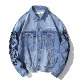 Basic Arrow Letter Graffiti Denim Jacket