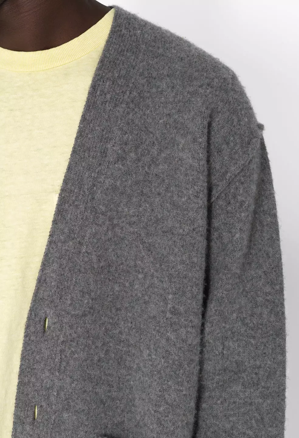 Brushed Wool Varsity Cardigan / Grey