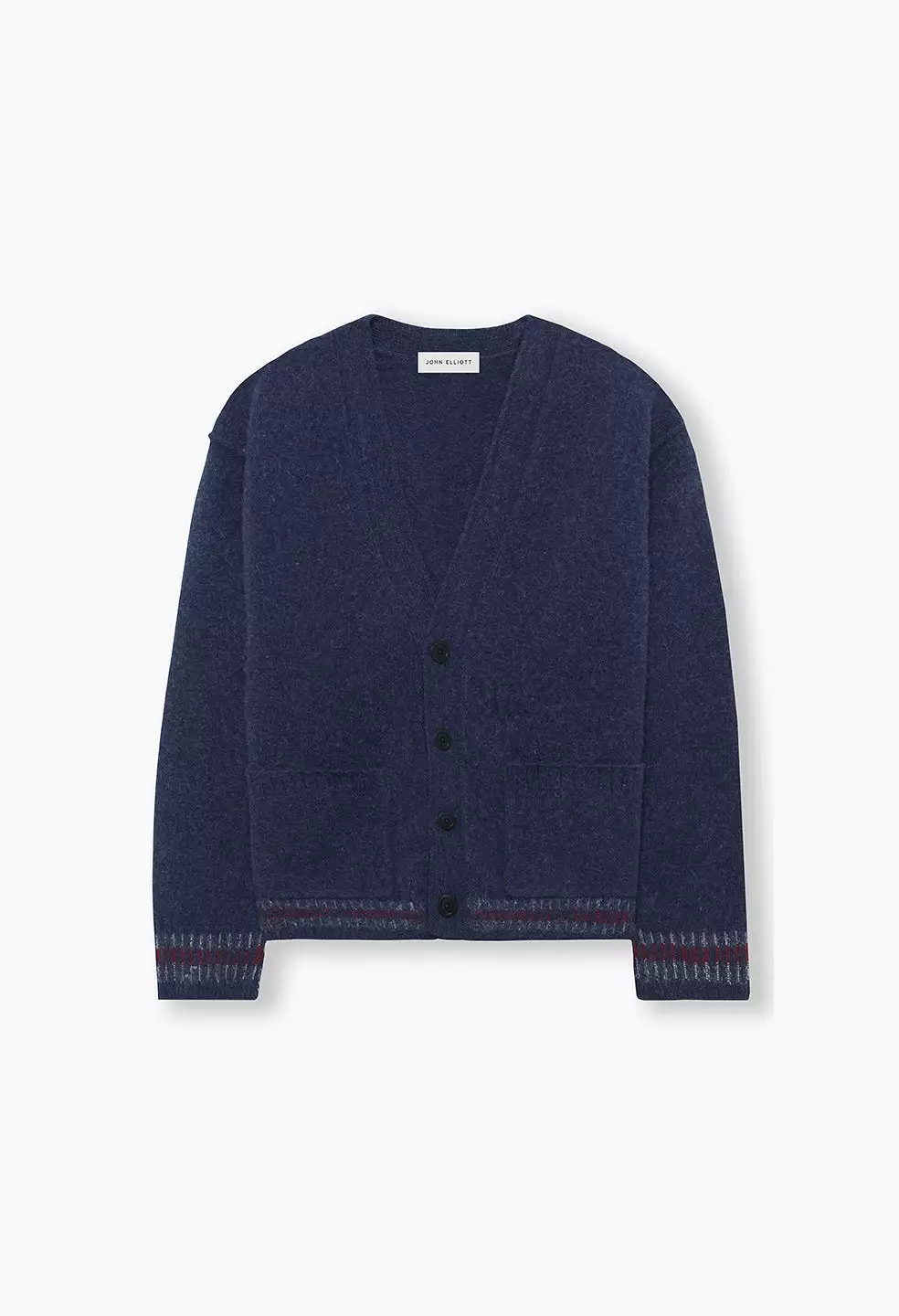 Brushed Wool Varsity Cardigan / Navy