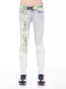 Cult Of Individuality Belted Bleach Skinny Jeans