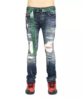 Cult Of Individuality Forest Belted Skinny Jeans