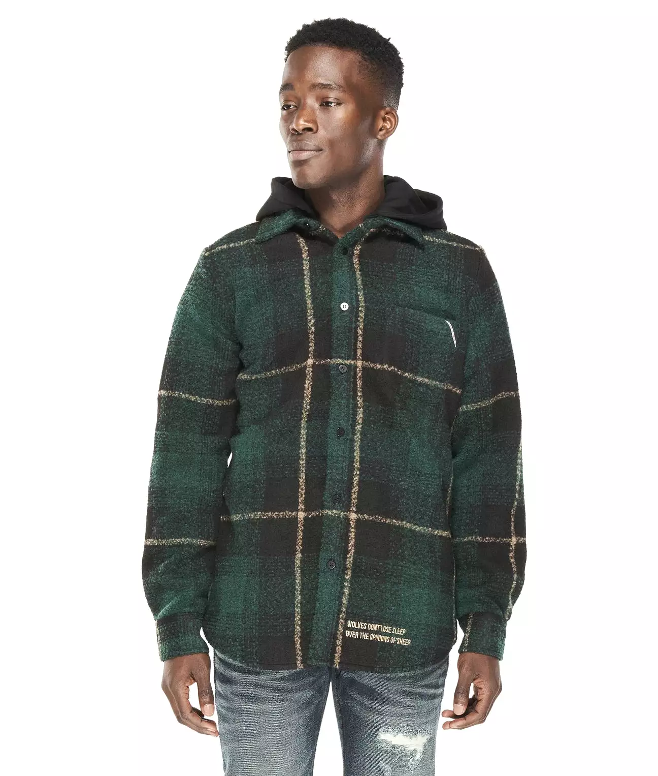 Cult Of Individuality Plaid Shirt/Jacket Forest Green