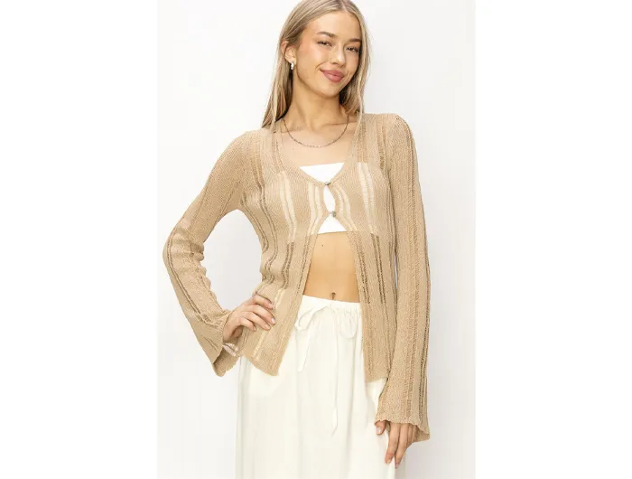 Double Zero Women's Open Knit Double Button Cardigan