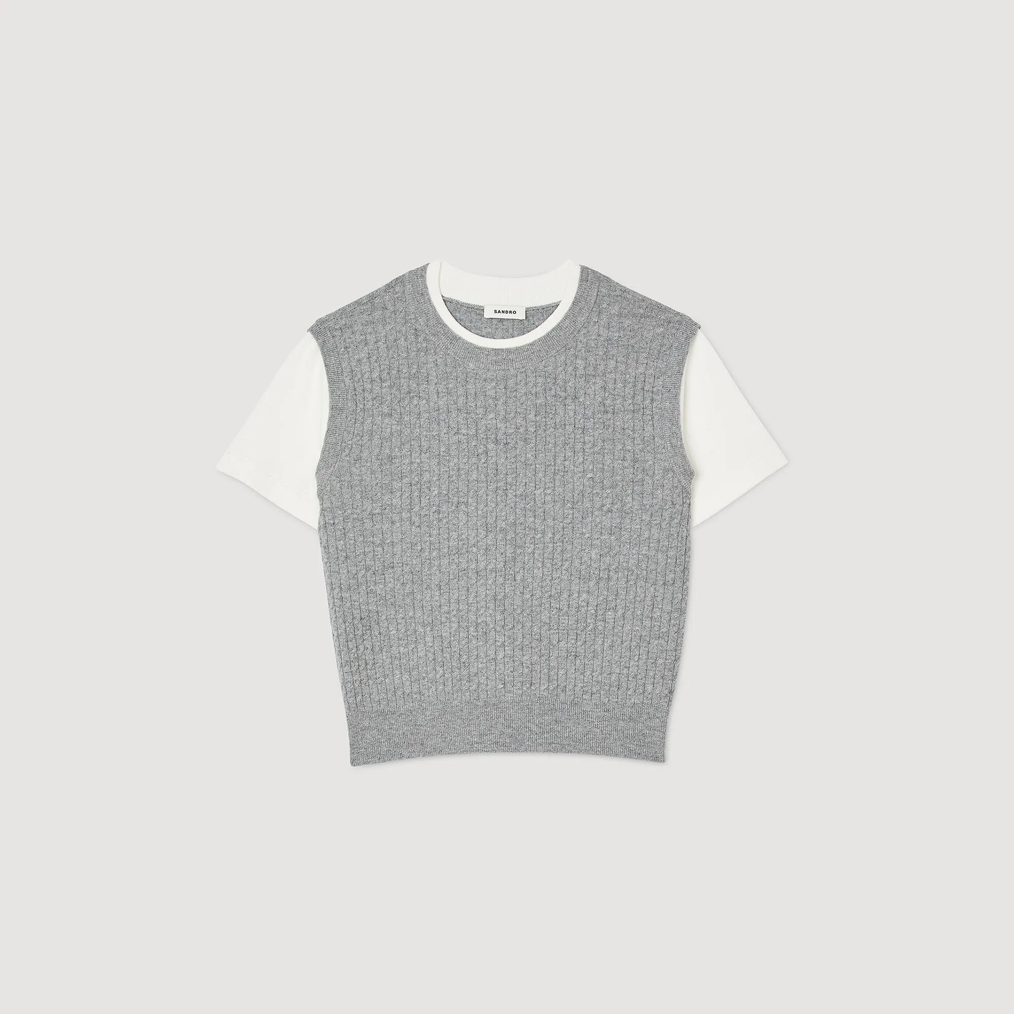 Dual-Material Knit Sweater