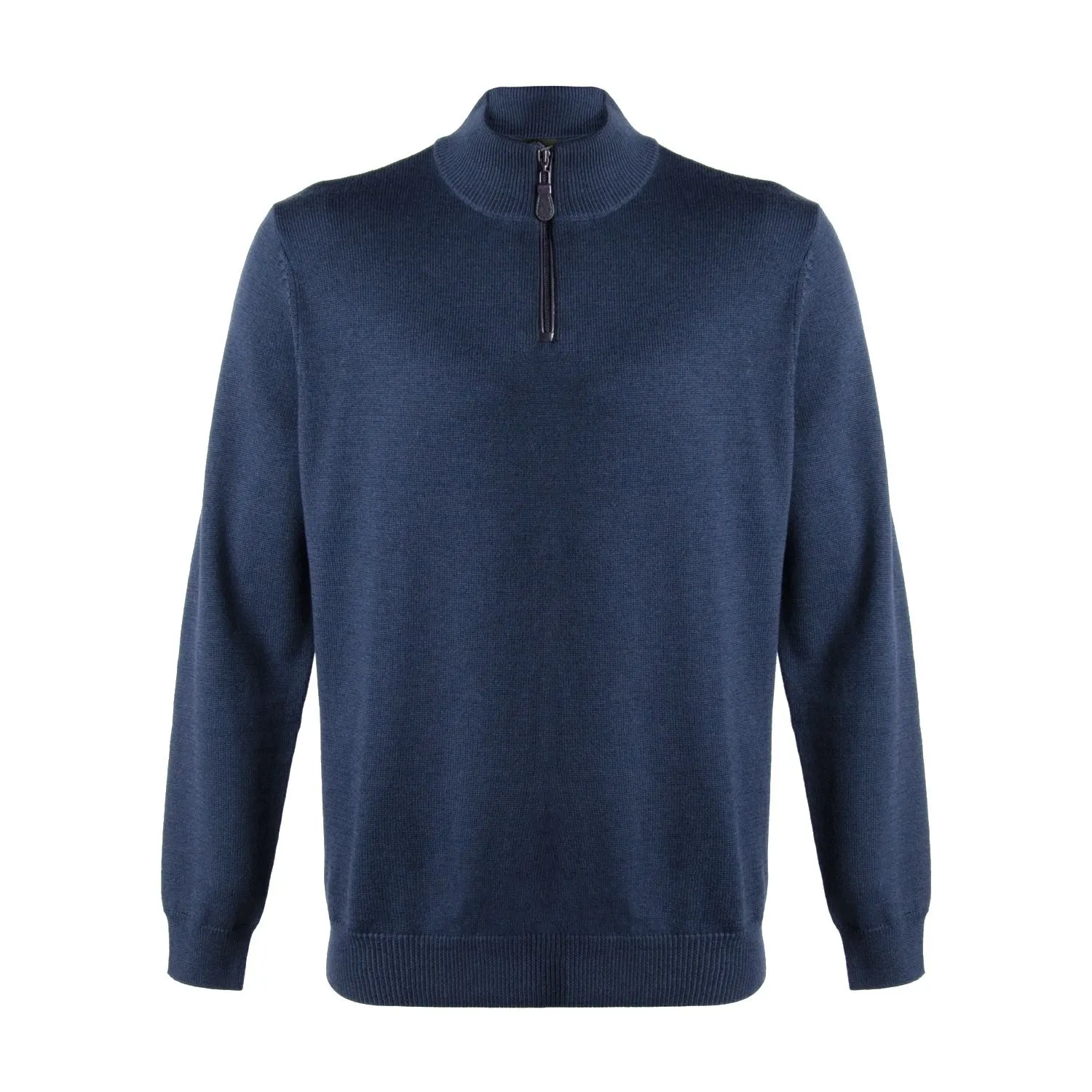 Extra Fine 'Zegna Baruffa' Merino Wool Quarter-Zip Sweater in Indigo by Viyella