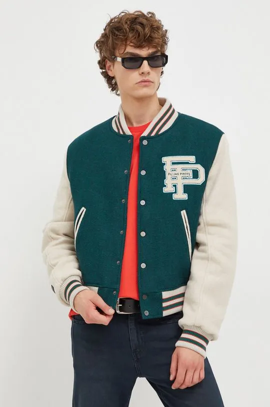 Filling Pieces wool bomber jacket Varsity Jacket green color 78616982011