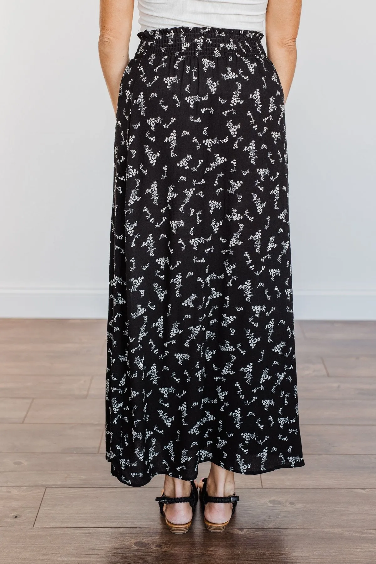 Floral Beauty Maxi Skirt- Black & White