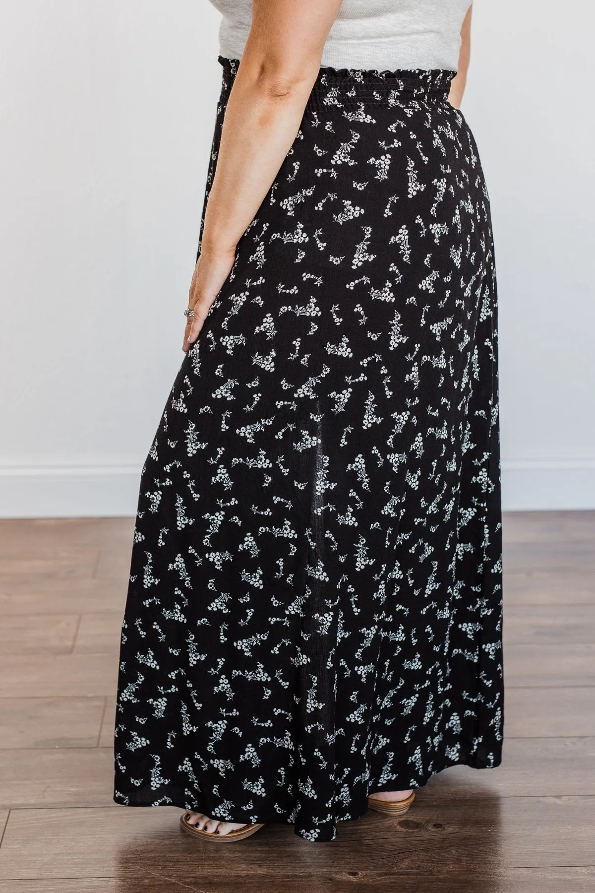 Floral Beauty Maxi Skirt- Black & White