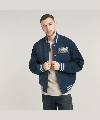 G-Star RAW Men Varsity Wool Bomber Medium blue Size XL