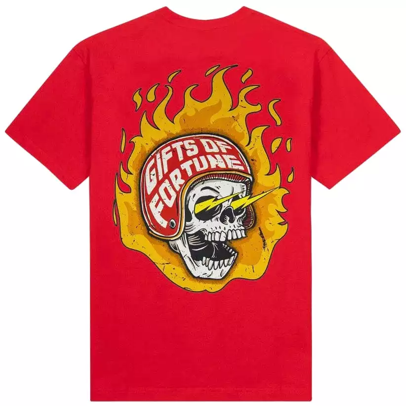 Gift Of Fortune Lighting Skull T Shirt (Red)