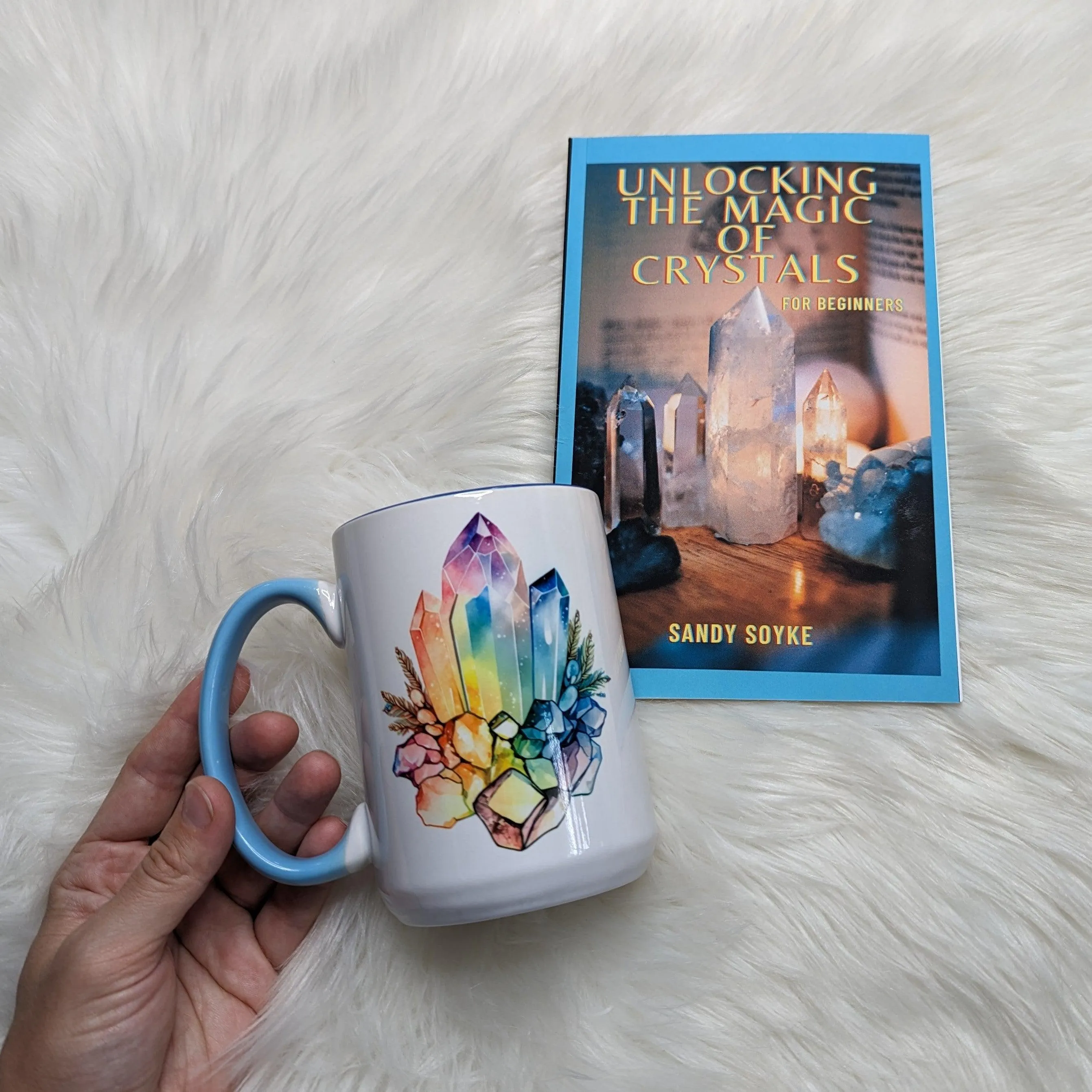 Gift Set with Crystal Mug ~ Book of Unlocking the Magic of Crystals ~ Signed Copy by Sandy Soyke