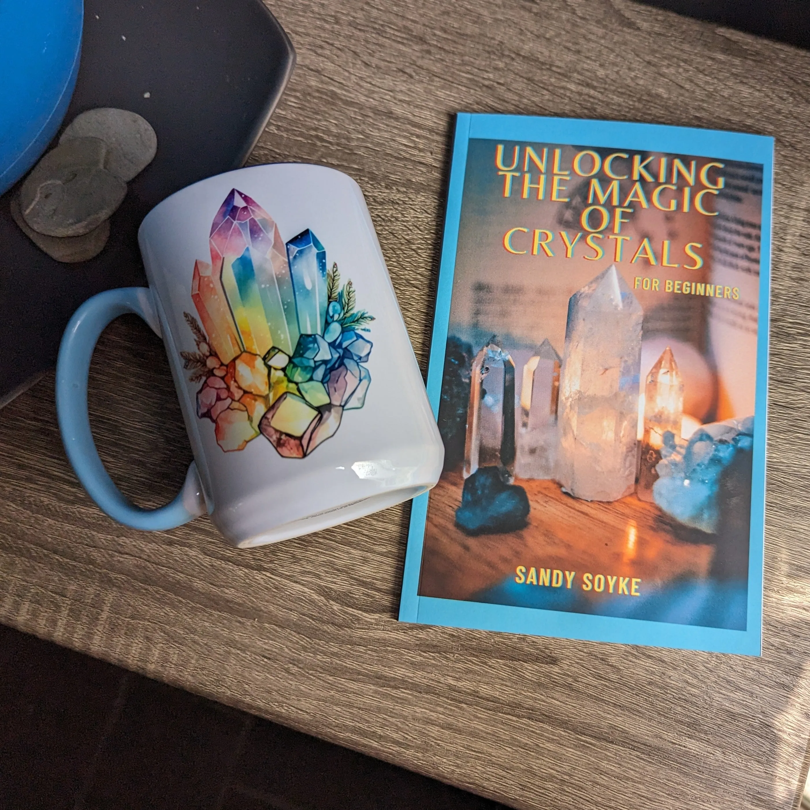 Gift Set with Crystal Mug ~ Book of Unlocking the Magic of Crystals ~ Signed Copy by Sandy Soyke