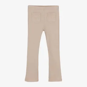 Girls Beige Flared Cotton Jeggings