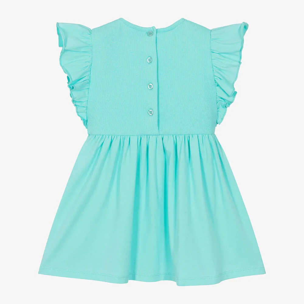 Girls Blue Cotton Jersey Dress