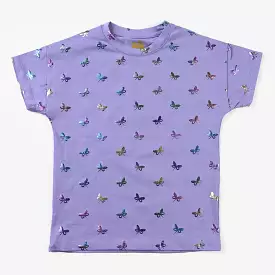 Girls Cotton Jersey T-Shirt H/S Butterflies-Purple