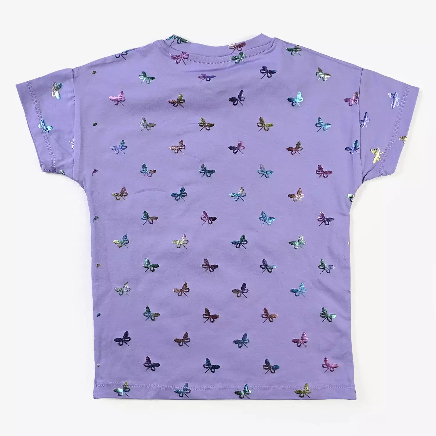 Girls Cotton Jersey T-Shirt H/S Butterflies-Purple