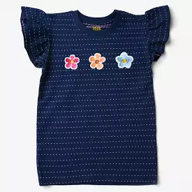 Girls Cotton Jersey T-Shirt H/S Flowers-N.Peony