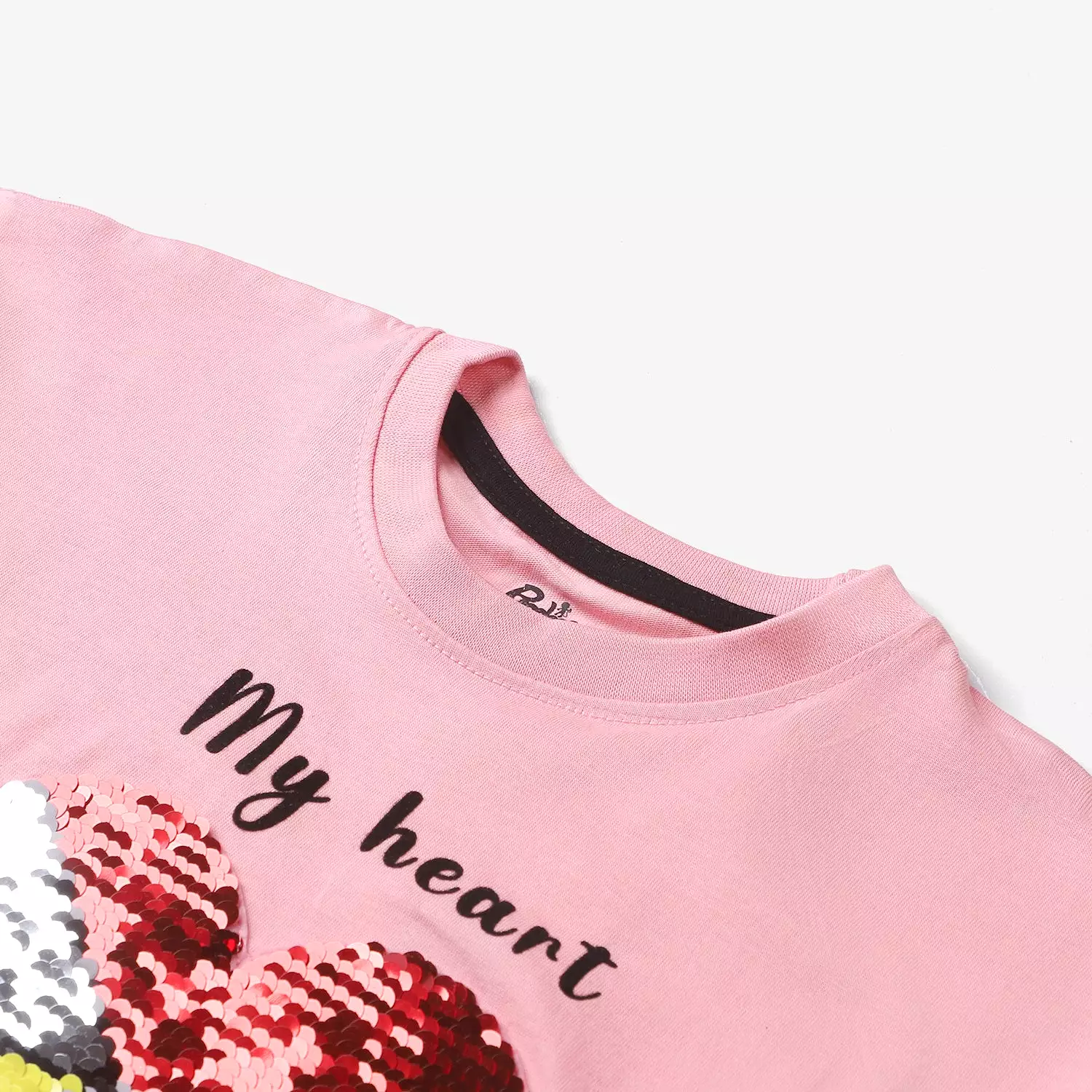 Girls Cotton Jersey T-Shirt H/S Heart-C.Pink