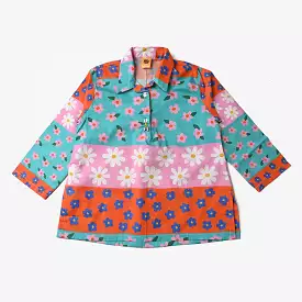 Girls Cotton Poplin Casual Top China Rose-Multi