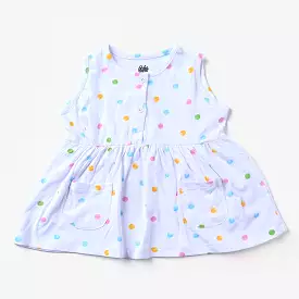 Girls Cotton Terry Knitted Frock Polka Dots-Printed