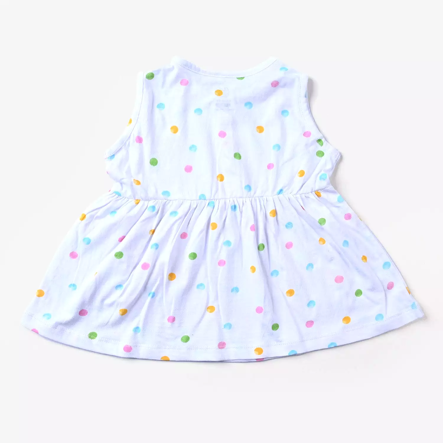 Girls Cotton Terry Knitted Frock Polka Dots-Printed