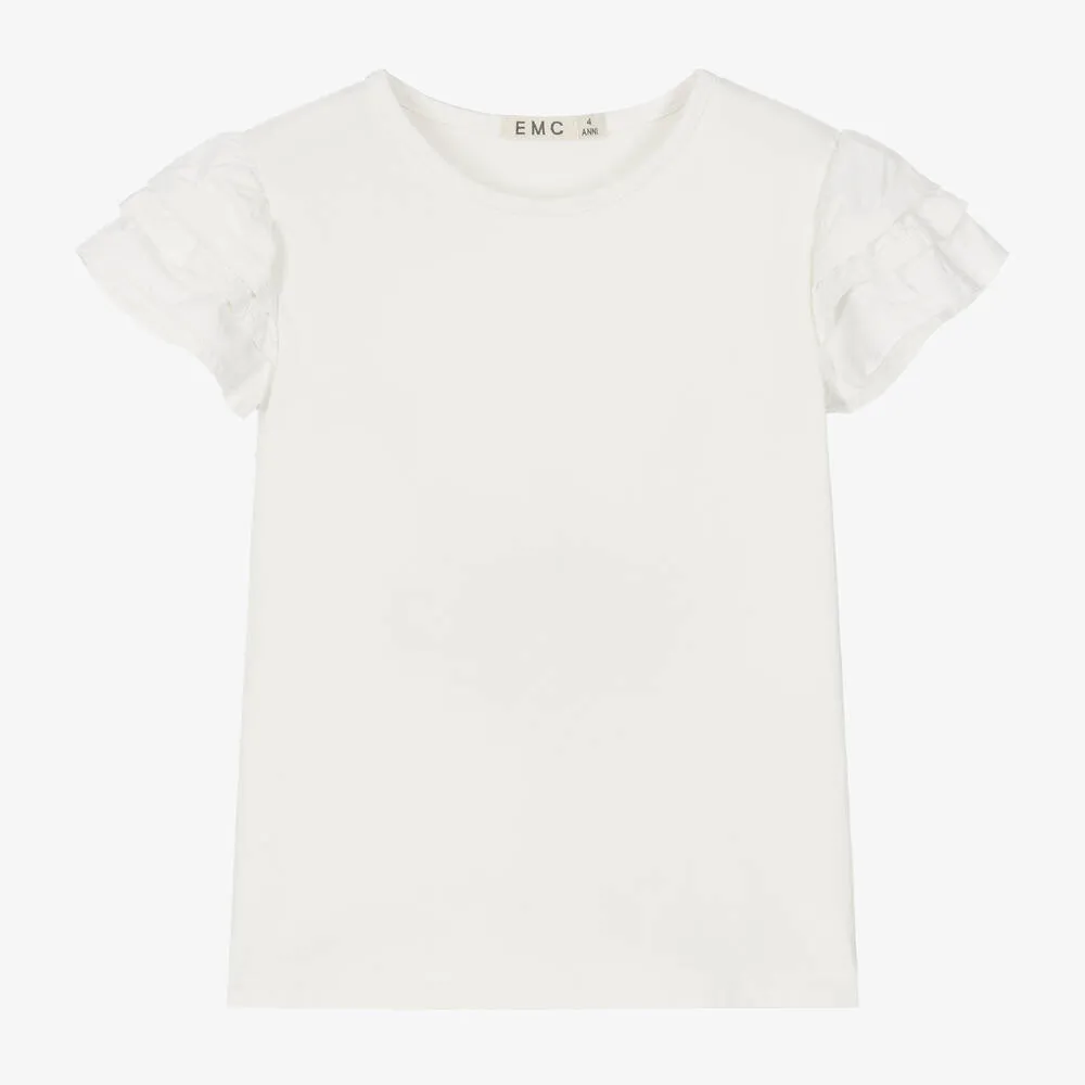 Girls Ivory Cotton T-Shirt