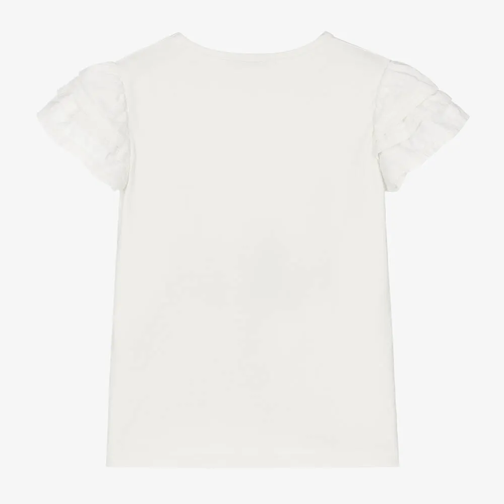 Girls Ivory Cotton T-Shirt