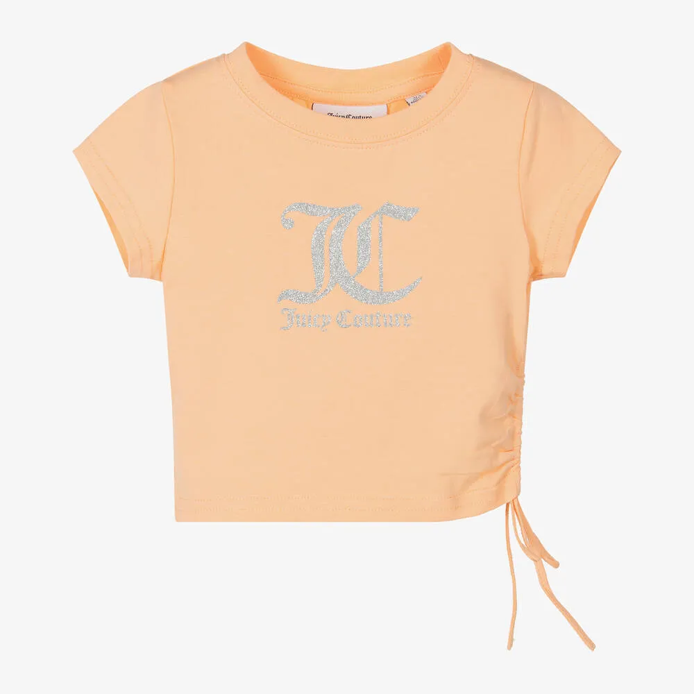 Girls Orange Cotton T-Shirt