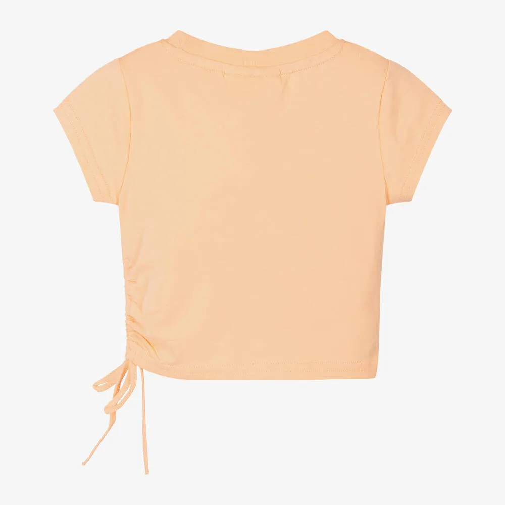 Girls Orange Cotton T-Shirt