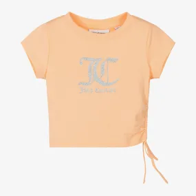 Girls Orange Cotton T-Shirt