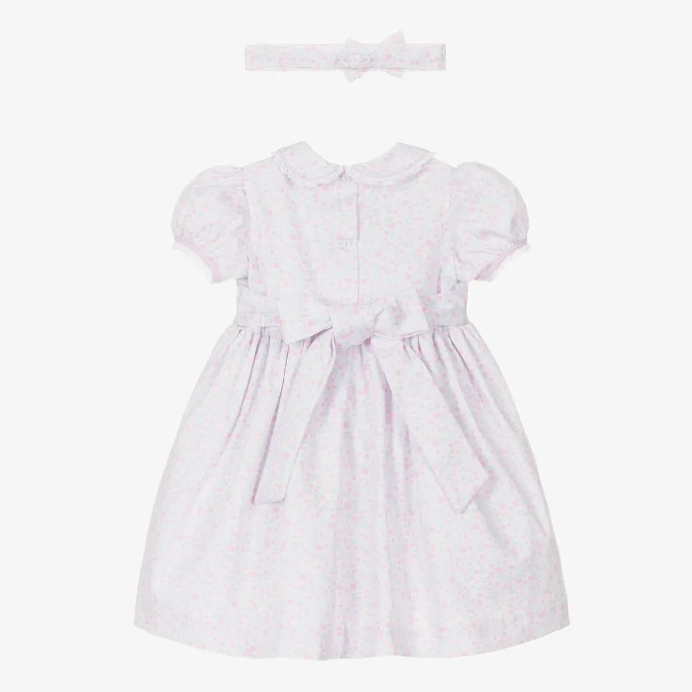 Girls Pink & White Cotton Dress Set