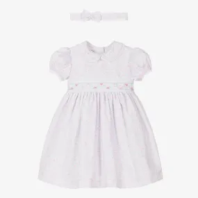 Girls Pink & White Cotton Dress Set