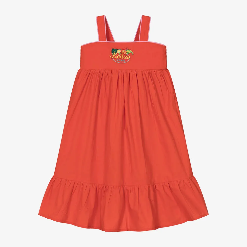 Girls Red Cotton Dress