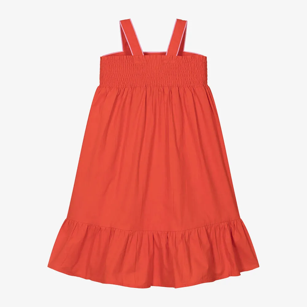 Girls Red Cotton Dress