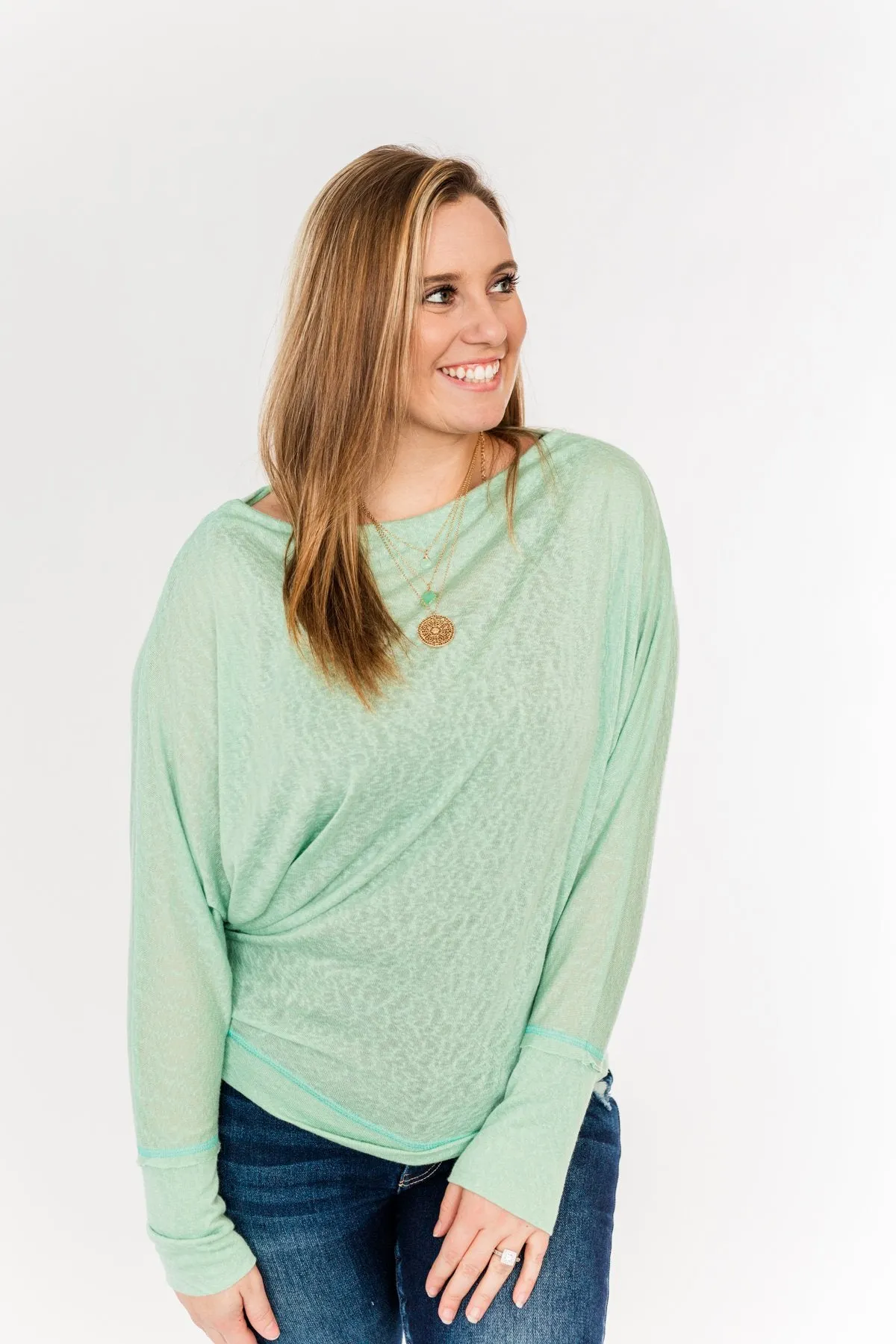 Hometown Cutie Lightweight Dolman Top- Mint