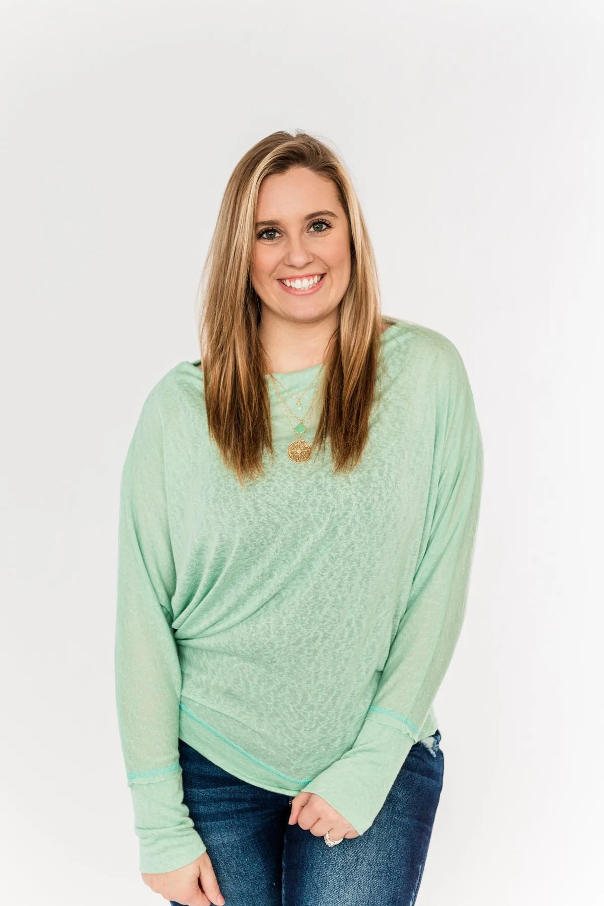 Hometown Cutie Lightweight Dolman Top- Mint