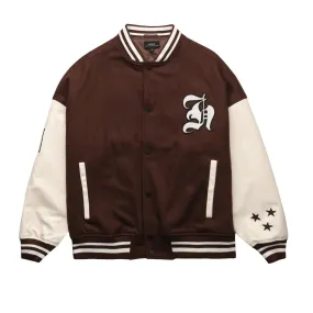 HOMME+ Wool Varsity Jacket Mocha/White