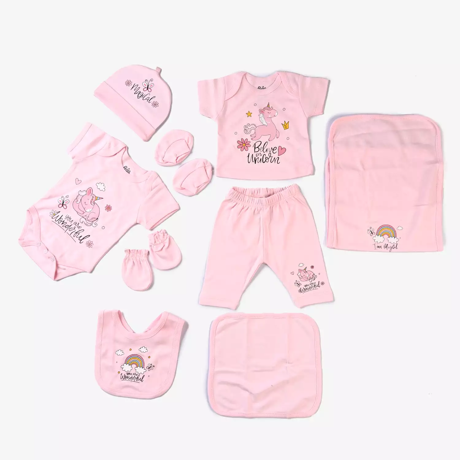 Infant Girls Cotton Poplin 9 Piece Set Magical-mIX