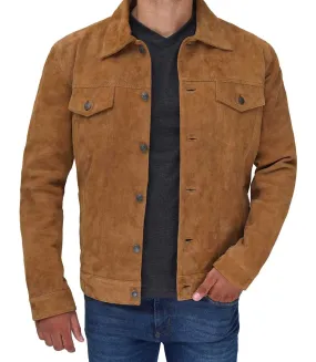 Logan Tan Suede Leather Trucker Jacket