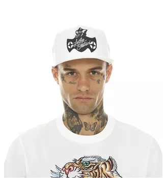 Lucky Bastard Bat Mesh Trucker Hat (White)