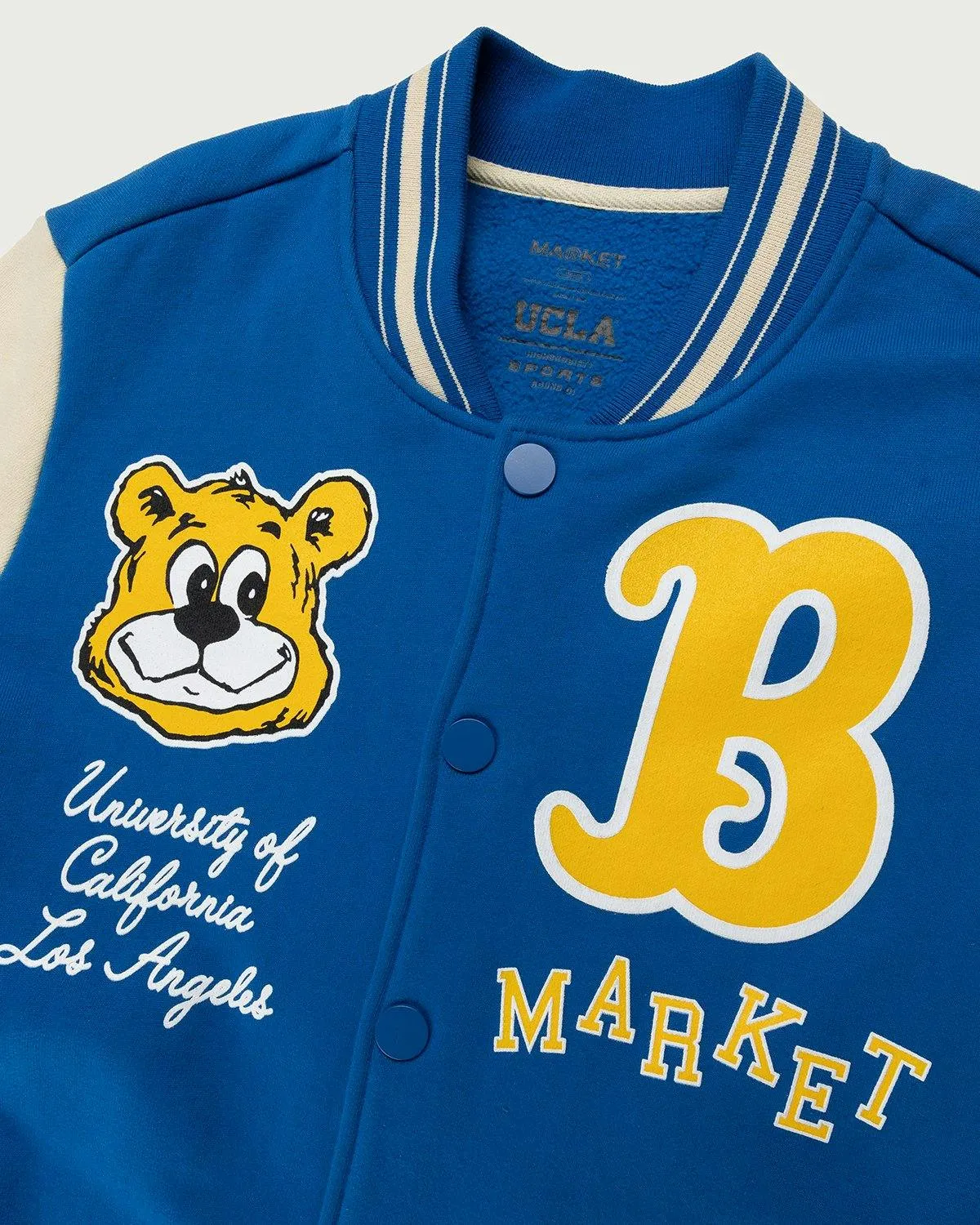 Market x UCLA x Highsnobiety – HS Sports Fleece Varsity Jacket Blue | Highsnobiety Shop