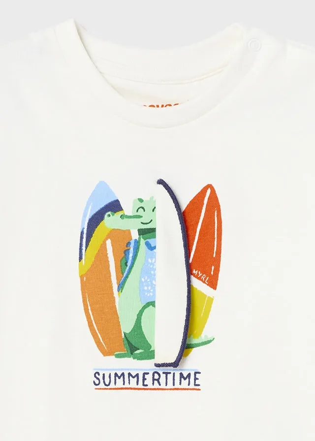 Mayoral S/s t-shirt for baby boy - Cream