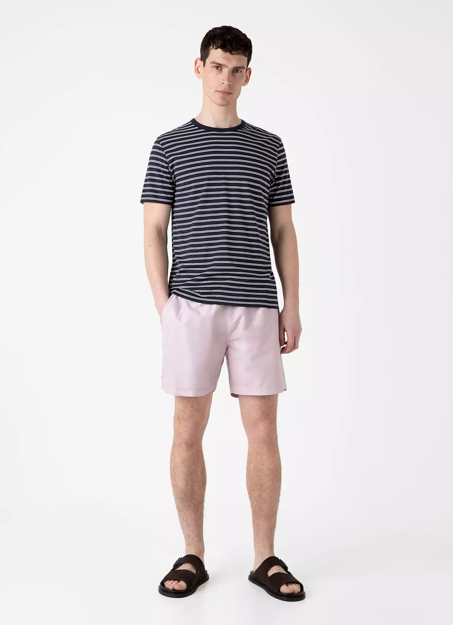 Men's Drawstring Swim Short in Pale Pink