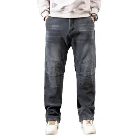 Men's Winter Casual Brushed Thick Hip Hop Baggy Warm Straight Leg Jeans