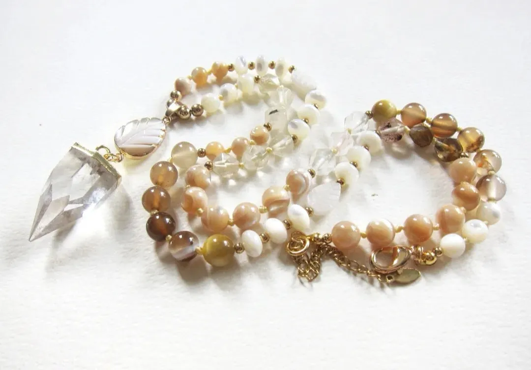 Mother of Pearl Goddess Beaded Necklace - Mother's Day Gift Ideas