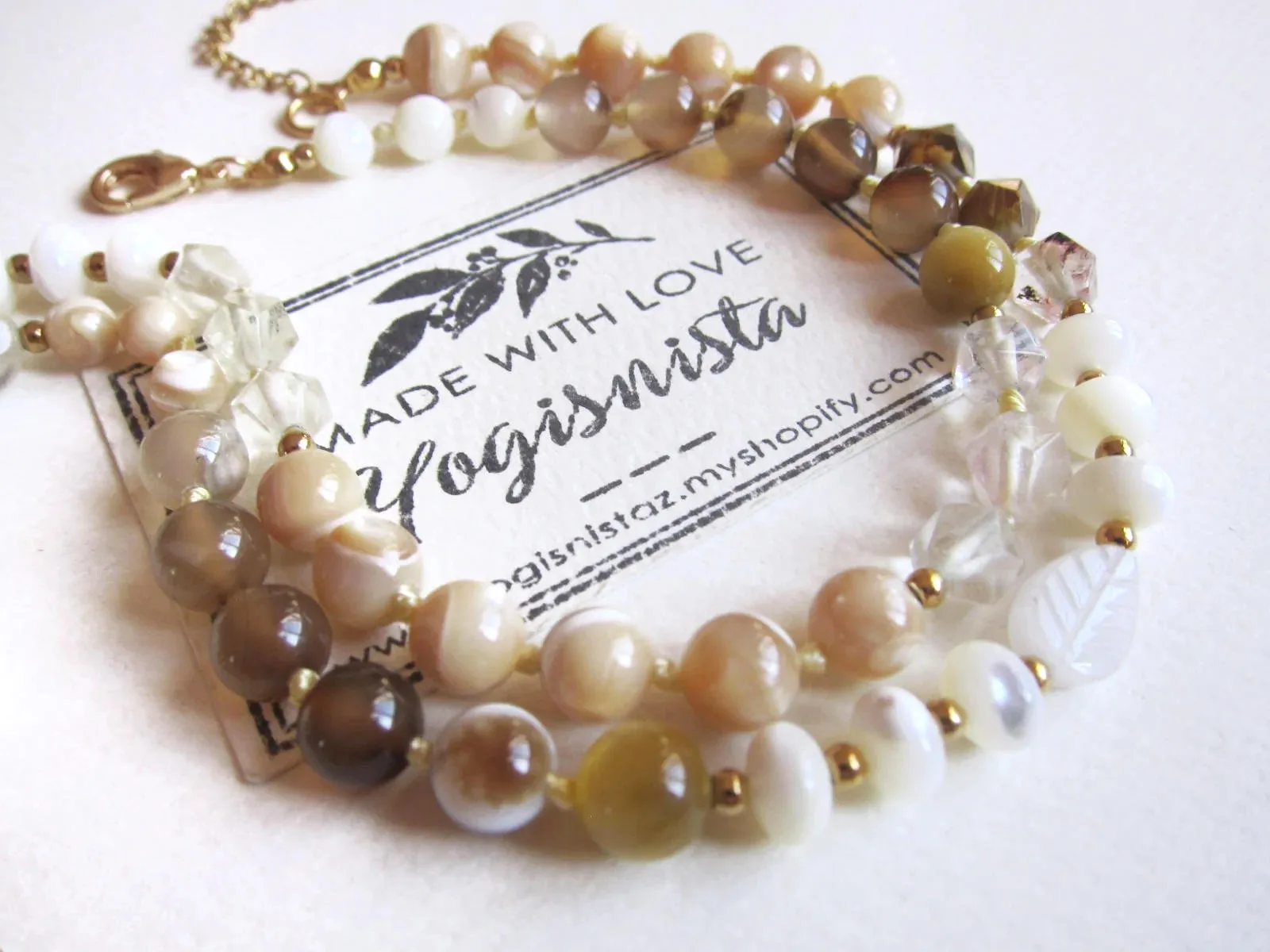 Mother of Pearl Goddess Beaded Necklace - Mother's Day Gift Ideas