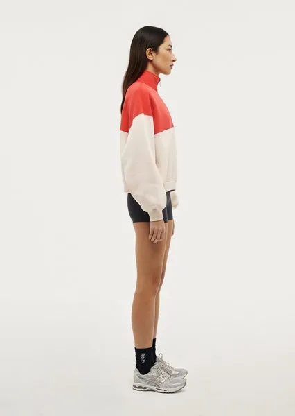 PE NATION - Centre Field Sweat - Whisper White / Poppy Red