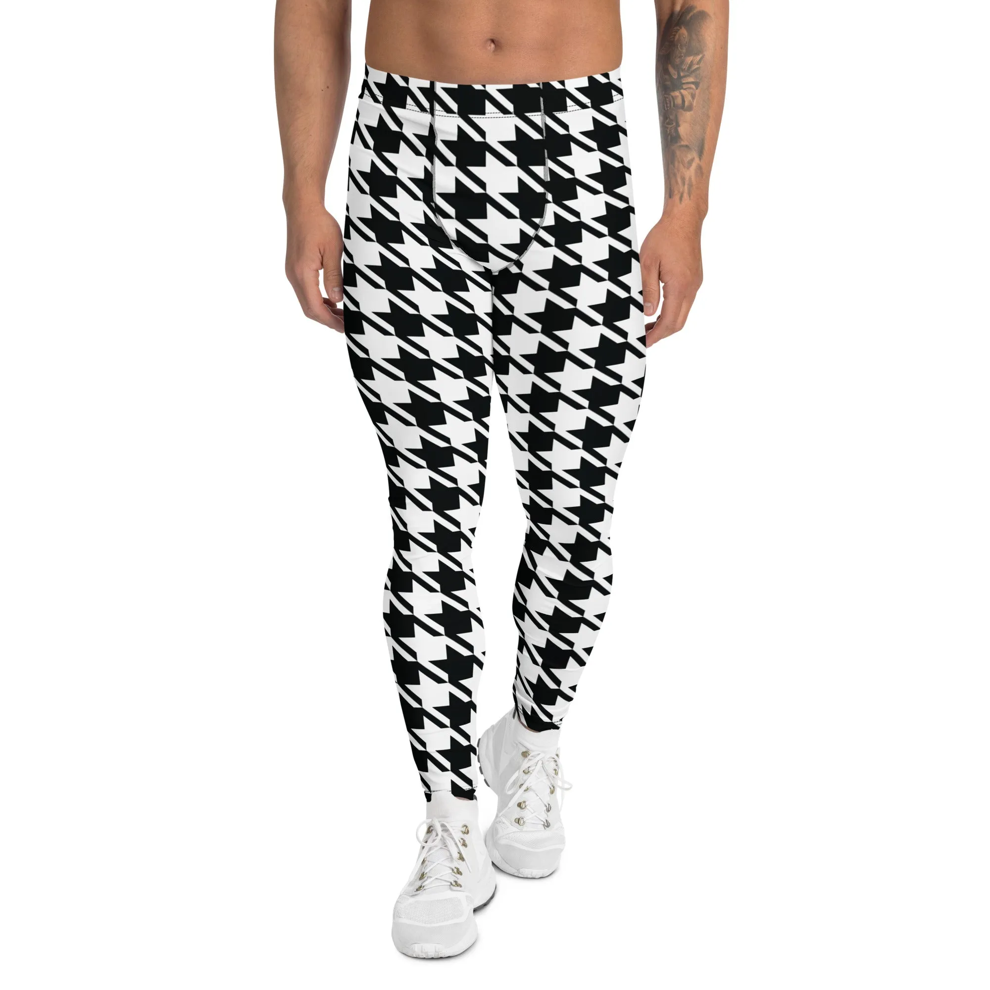 Performance meets Style: Houndstooth Athletic Leggings for Men