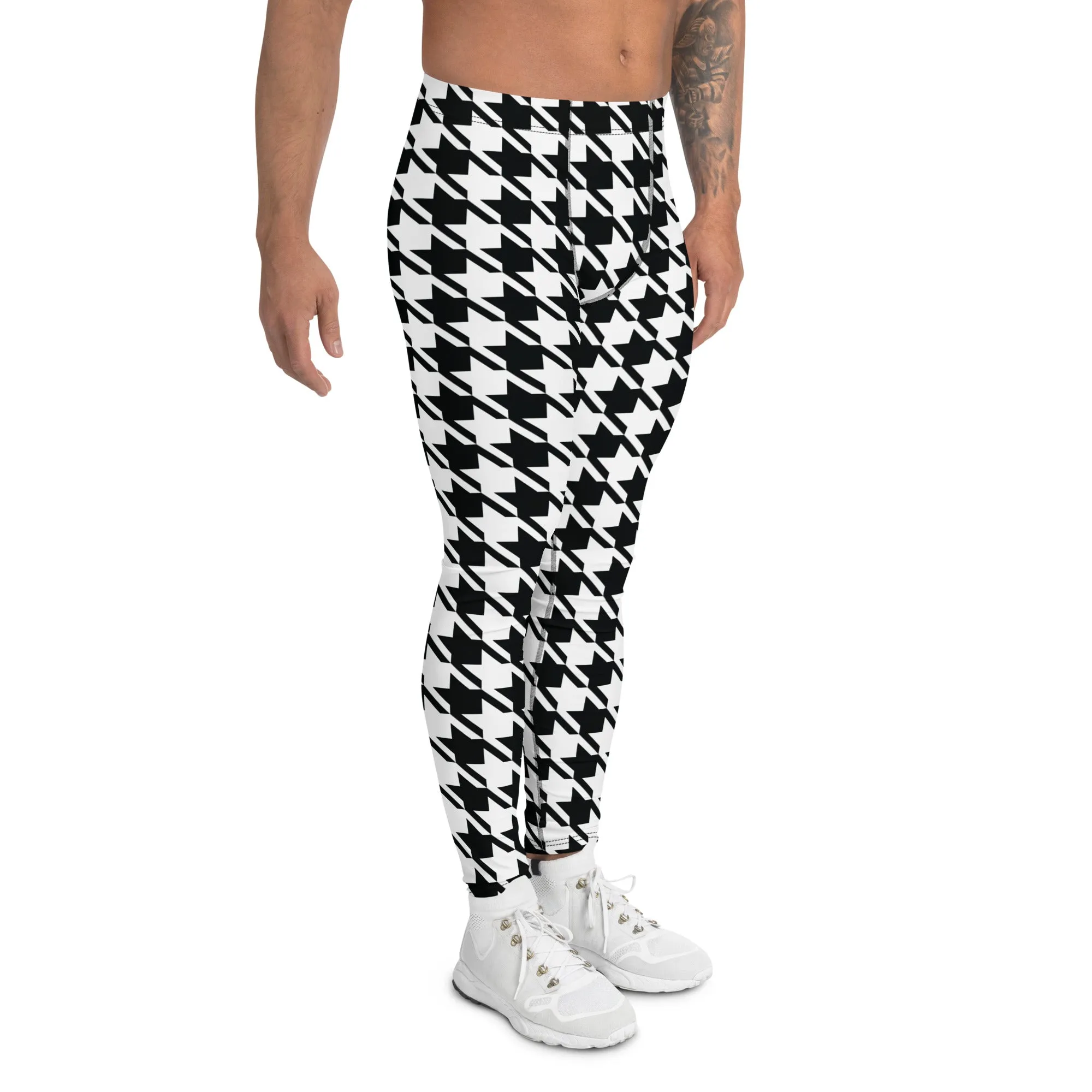 Performance meets Style: Houndstooth Athletic Leggings for Men