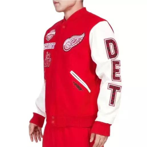 Pro Standard Detroit Red Wings Animal Print Wool Varsity Jacket (Red/White)